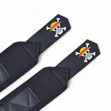 inspired by the iconic One Piece anime. These wrist wraps are designed to blend style and functionality, providing exceptional wrist support and stability while showcasing the renowned symbols of Luffy's Crossbone and Strawhat.