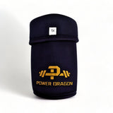 Single black Power Dragon elbow sleeve with gold logo, emphasizing durable and comfortable fit.