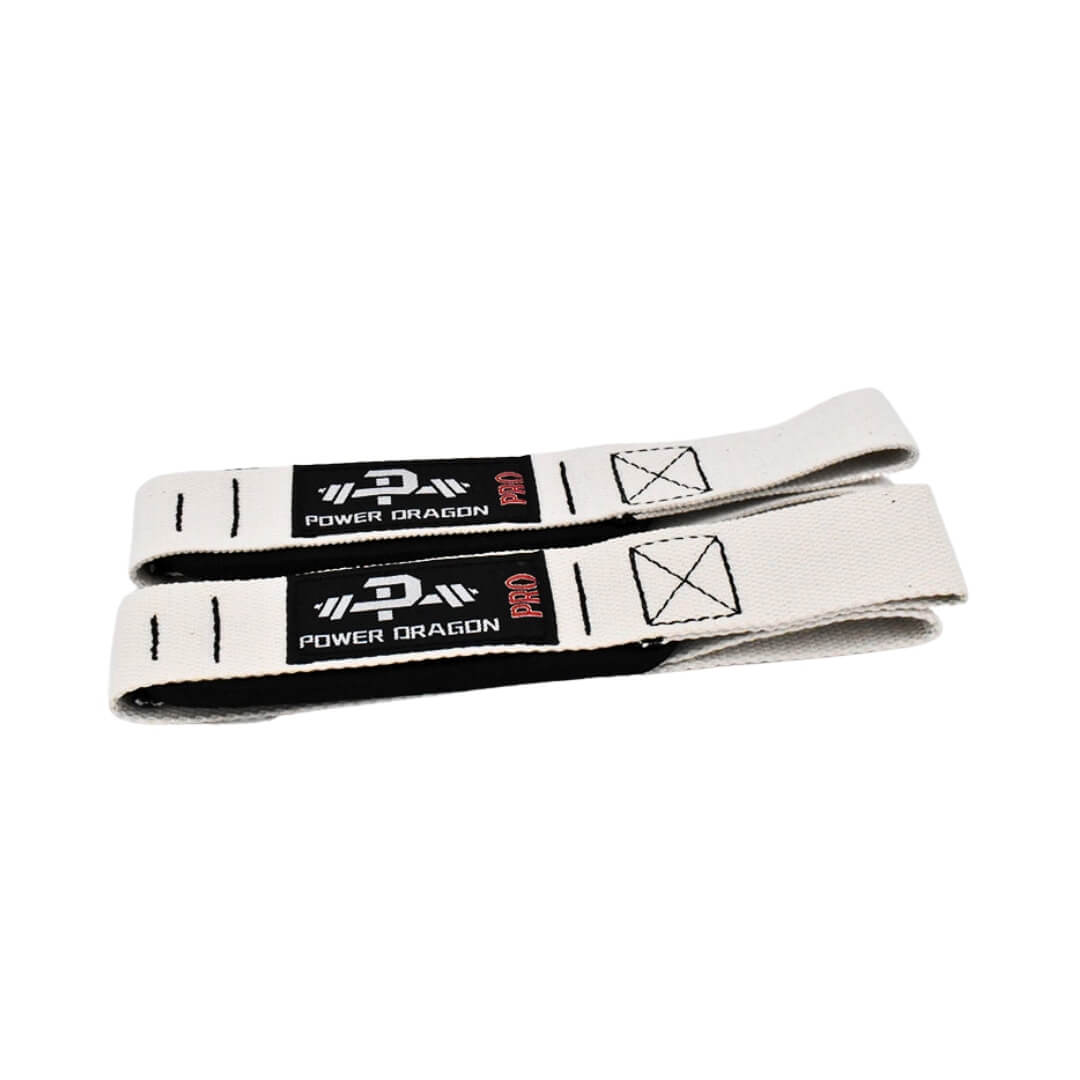 POWER DRAGON - "WEIGHTLIFTING STRAPS" [WHITE] - DRAGON SERIES - Akinci Strength