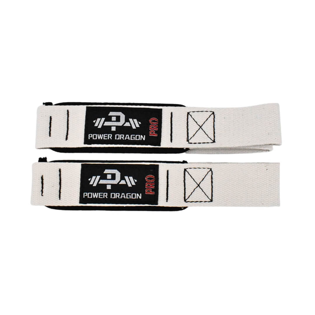 POWER DRAGON - "WEIGHTLIFTING STRAPS" [WHITE] - DRAGON SERIES - Akinci Strength