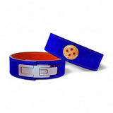 Dragon Ball Z lifting belt on display | Anime lifting belt with dragonball logo stitched on blue suede exterior