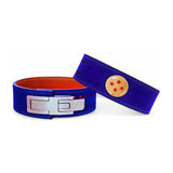 Dragon Ball Z lifting belt on display | Anime lifting belt with dragonball logo stitched on blue suede exterior