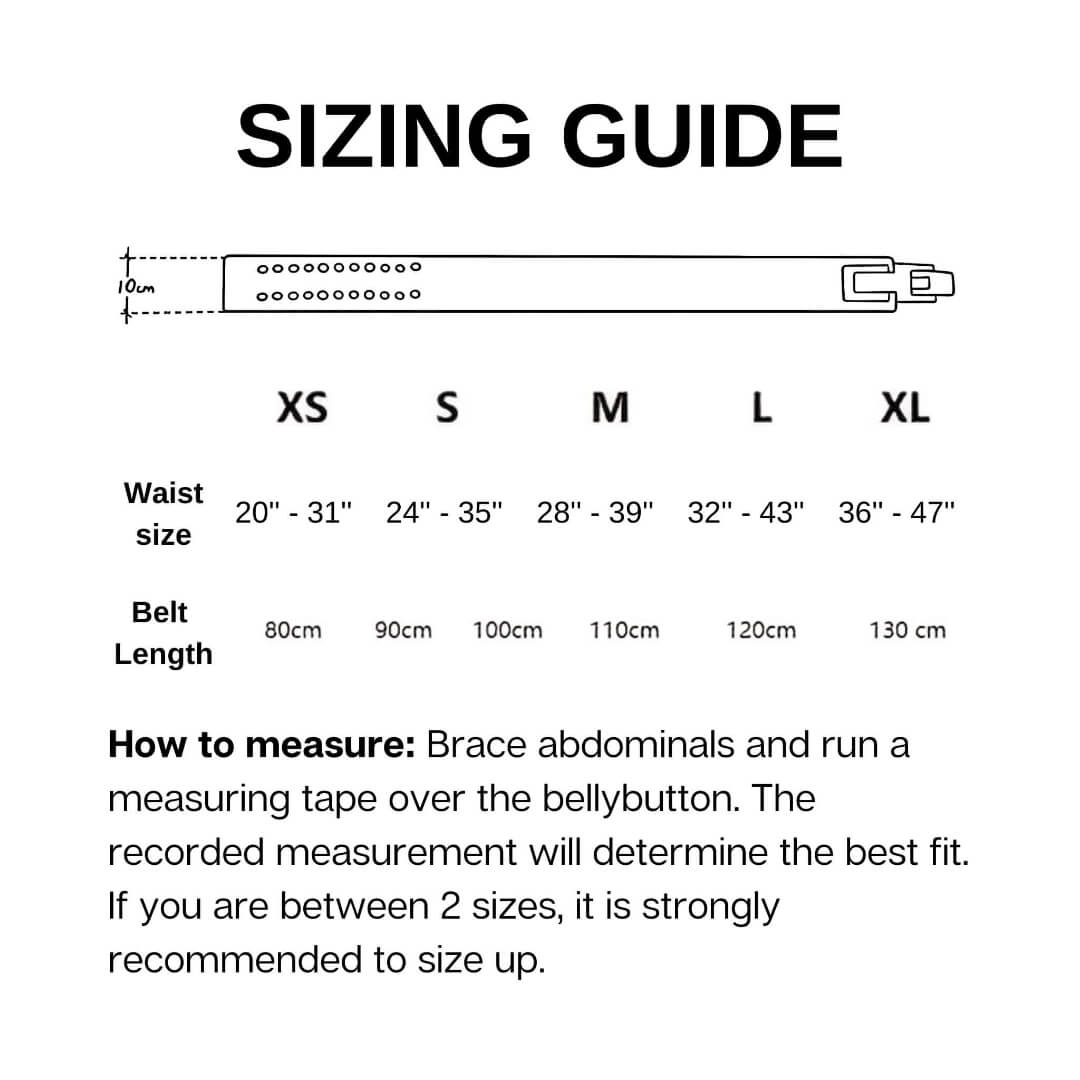 SIZING GUIDE FOR SIGNATURE BLACK POWERLIFTING BELT