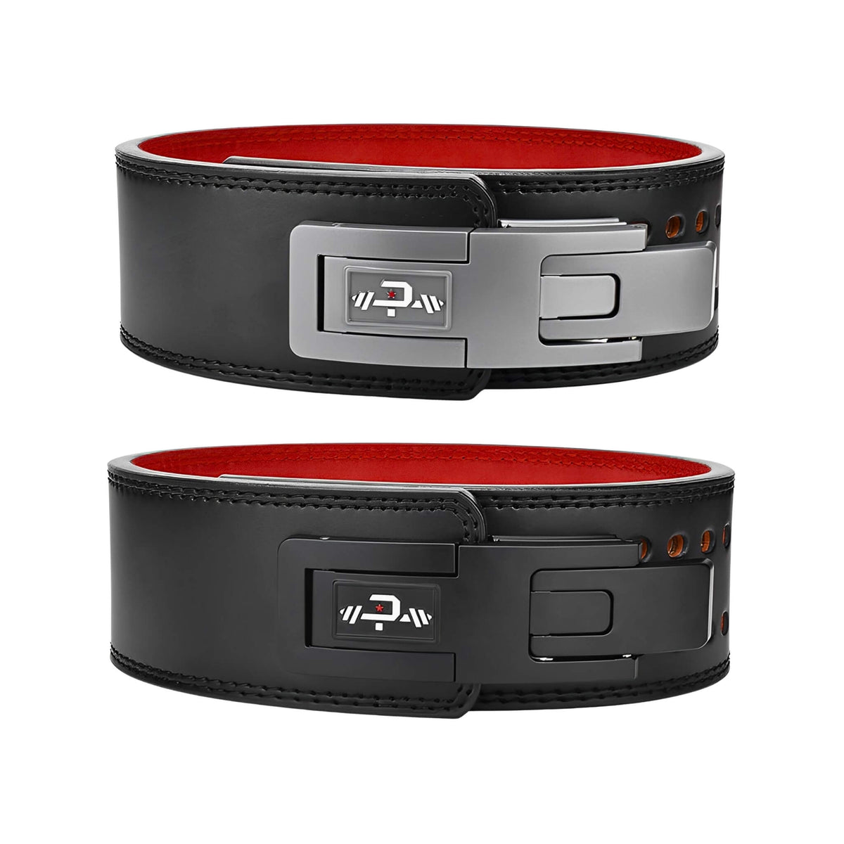 CLOSE UP OF SIGNATURE BLACK POWERLIFTING BELT | ADJUSTABLE LEVER BELT