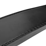 Close up of leather belt with heavy duty double stitching  - This elite belt combines a sleek black leather exterior with a striking red interior.