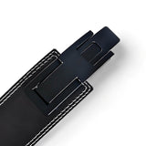 Closed up view of the lever buckle on our Weightlifting Belt showing the kanji for strength and the lever buckle | This lifting belt combines high-quality materials and ergonomic design to enhance lifting performance.