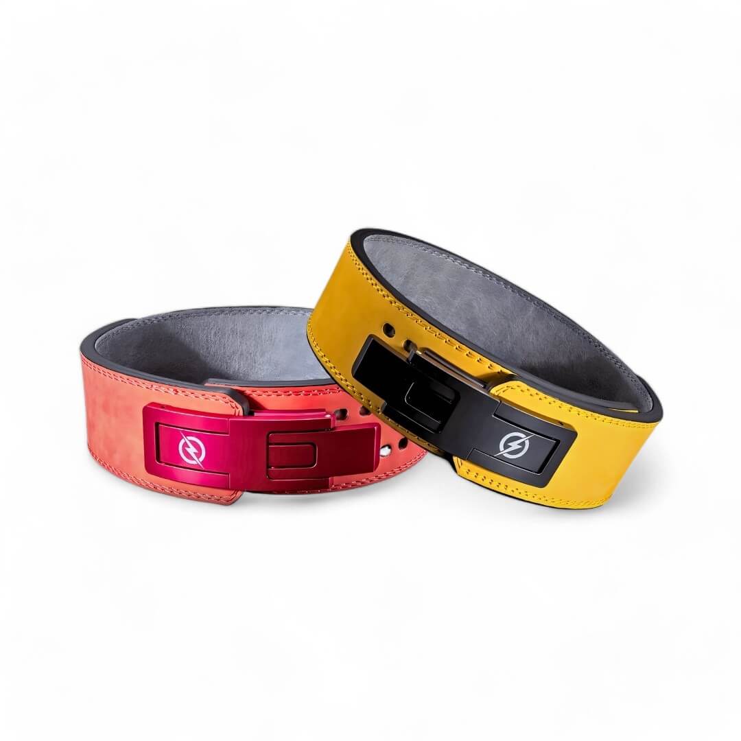 Display of pink and yellow lifting belt | Weightlifting belt, suitable for powerlifting and strength training