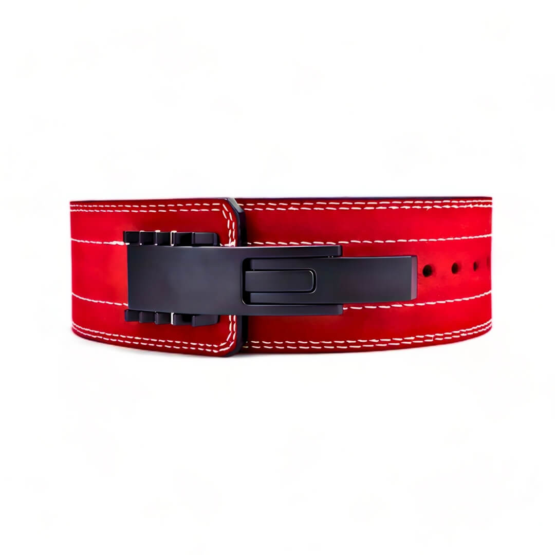 Red 10mm "TITAN" - PIONEER LEVER BELT | Weightlifting belt with pioneer adjustable lever for powerlifting