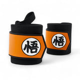 Rolled up Dragonball Z wrist wraps displayed | orange anime wrist wraps inspired by DBZ for strength training such as powerlifting