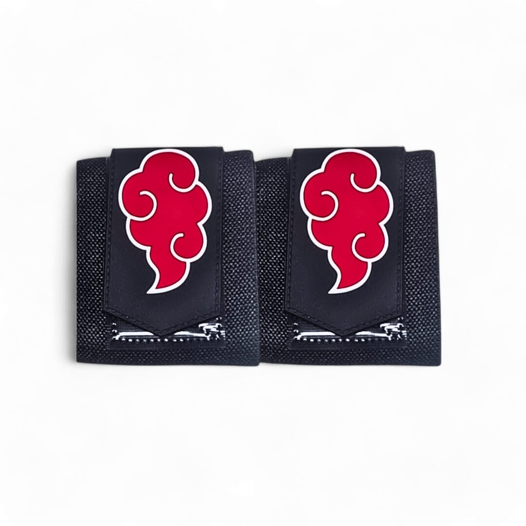 Showcasing the stiffer version of Akatsuki wrist wraps. Ideal for weight lifting, strength training, and more. Enjoy superior wrist protection and stability with Naruto-inspired gear.