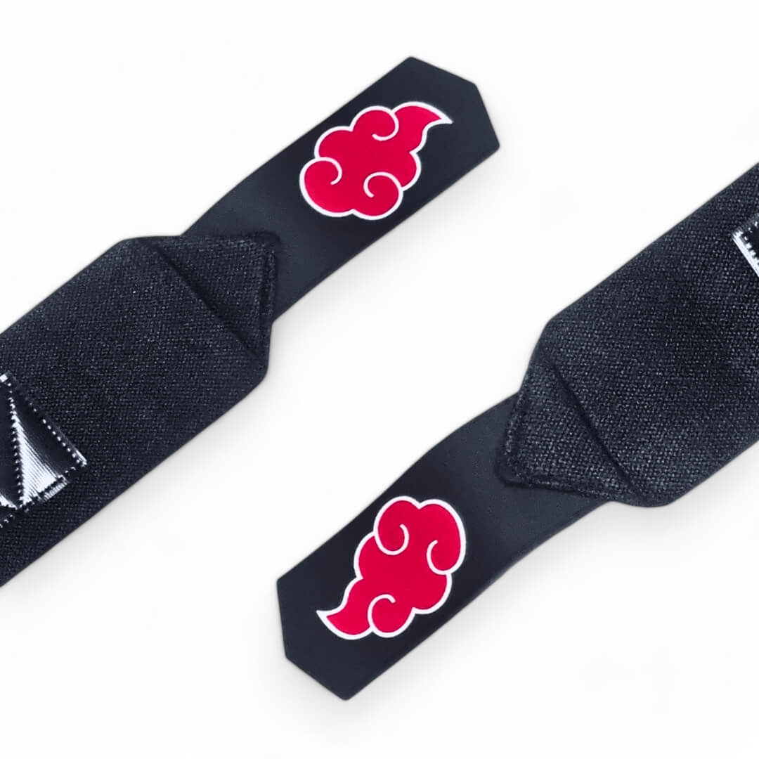 Showcasing the stiffer version of Akatsuki wrist wraps. Ideal for weight lifting, strength training, and more. Enjoy superior wrist protection and stability with Naruto-inspired gear. 