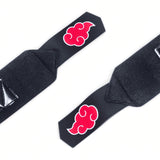 Showcasing the stiffer version of Akatsuki wrist wraps. Ideal for weight lifting, strength training, and more. Enjoy superior wrist protection and stability with Naruto-inspired gear. 